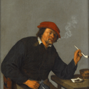 A Man with a Pipe in an Interior - Dusart, Cornelis 