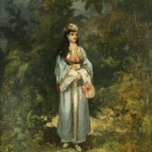 Bejeweled woman within a Barbizon Landscape - Richet, Léon 