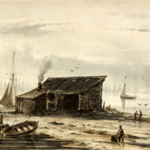 Coastal Landscape with a Shack, a Busy Port Beyond - Clarkson Stanfield