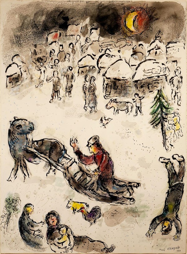 Le traineau au village (The dogsledding in the village) - Chagall, Marc  