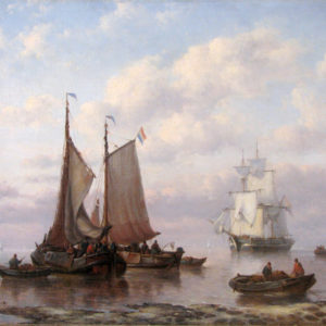 Ships at Shore with Seamen - Opdenhoff, George Willem 