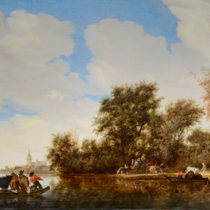 A River Landscape with a Cattle Ferry - Ruysdael, Salomon van 